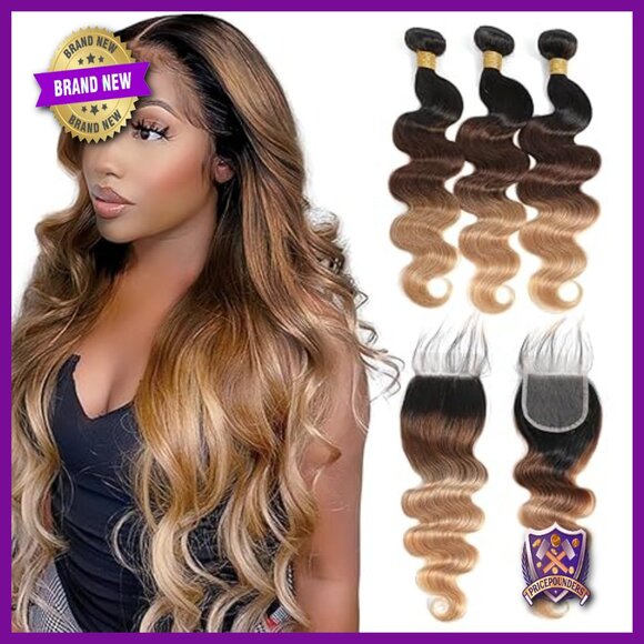 100% Brazilian Virgin Human Hair Extensions, Body Wave Bundles with Closure main image 2